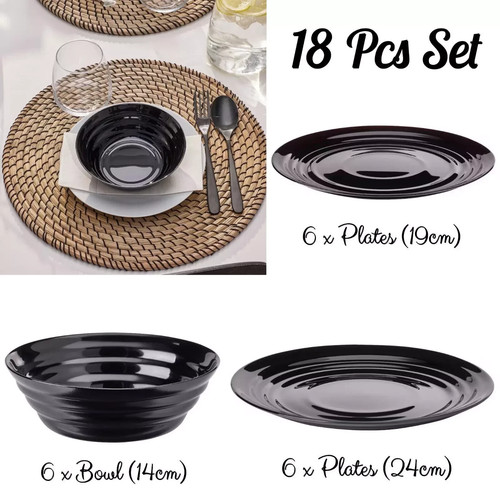 Black dinnerware bowl plates - dinnerware,