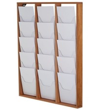 15 Pocket A4 Wall Mounted Dark Beech Shopping Mall Retail Shop display