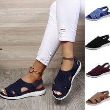 Womens Casual Orthopedic Wedge Sandals Ladies Walk Slingback Flat Shoes Summer