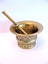 Vintage Indian Brass Mortar and Pestle Heavy Solid Brass hand crafted