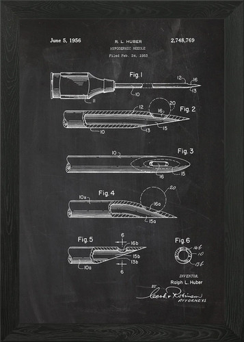 1953 hypodermic needle framed - needle,