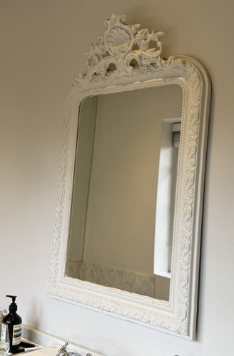 French cream antique mirror - french,