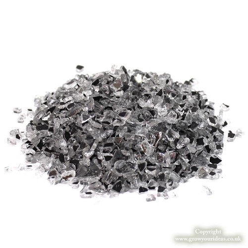 Silver mirrored crushed glass - mirrored,