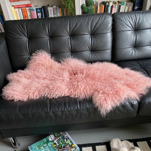 Pink genuine sheepskin - genuine,