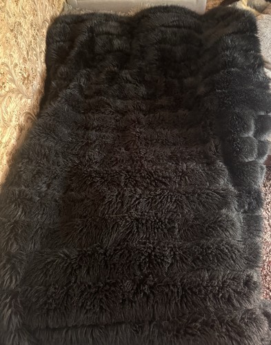 Next black faux fur throw - black,