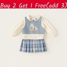 Girl Three Piece Set With Cotton Fabric For Ages 3 To 8