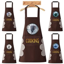 Print Chef Apron Kitchen Waterproof Pocket Cooking Catering Unisex BBQ Apron