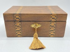 Beautiful Antique Victorian Walnut Marquetry Locking Jewellery Box￼