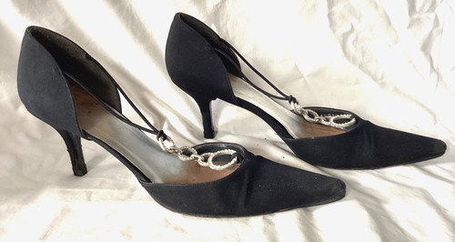 Ladies black stiletto shoe - black,