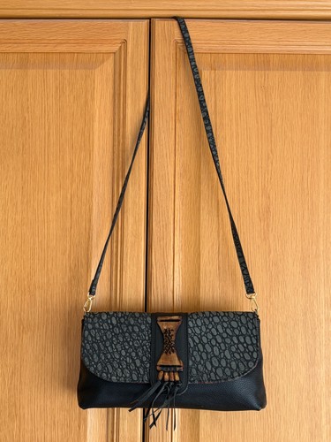 Leather black grey with cow - leather,