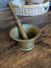 Vintage brass mortar pestle - brass, &