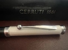 🔴 CERRUTI Ballpoint Pen Black Lacquer Chromed Profiles Case Against Box NOS
