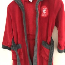 Red Liverpool kids dressing gown / Childrens bathrobe, size 5-6 years,