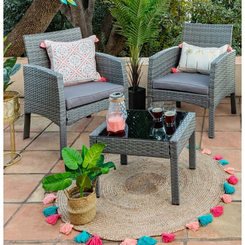 Rattan garden furniture set - garden,