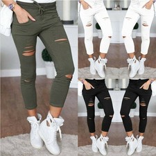 Women Ripped Denim Jeans Pants