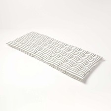 Grey White Stripe Garden Bench Cushion 2-Seater 108cm Cotton Indoor Outdoor Pad