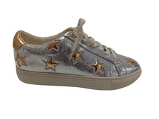 Kurt Geiger Silver Star Sneakers Size 38 Metallic Leather Trainers New No Box