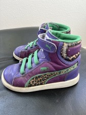Kids/Toddler Puma Trainers - Size 8 Purple, green And Leopard Print. RARE 