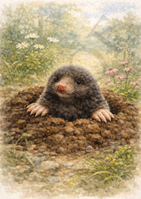 Mole in Hole Watercolour Metal