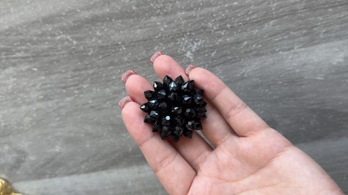 Vintage black faceted - black, bead