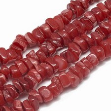 Red coral beads chip - beads,