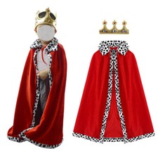 Fantastic Kid King Robe Cape & Crown Costume Cosplay Party Fancy Dress Up Outfit