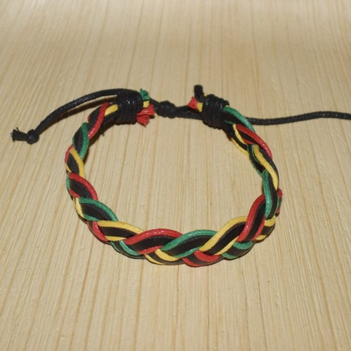 Rasta leather bracelet - rasta, in