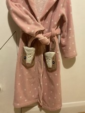 Mini Boden Age 9-10 Pink Hooded Dressing Gown With Pockets