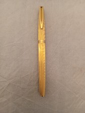 Vintage Waterman C/F Gold Plated Moire Fountain Pen Fine 18k Gold Nib