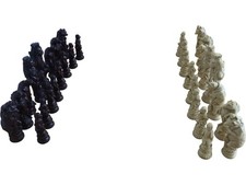 Vintage Jungle Animal Intricate Chess Pieces Unique Faux Wood Ivory Complete Set