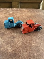 2 x Vintage Dinky Toys Red & Blue Three-Wheel Truck Cabs - RARE
