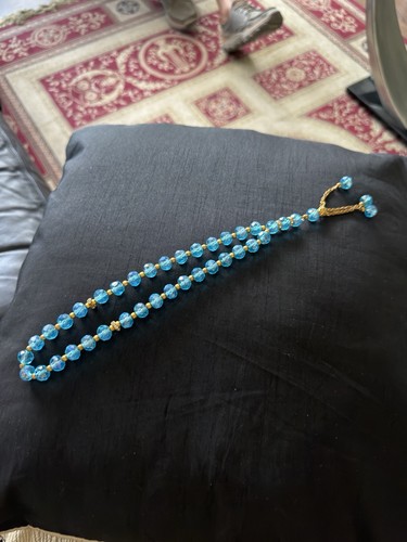 Blue and gold islamic tasbeeh - gold,