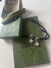 Geniune GG Crystal Drop Earrings Silver Tone with Crystal stone & packaging