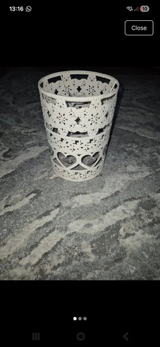 Cream tin lampshade vintage - tin,