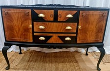 Vintage Sideboard Dresser. Natural Wood And Black. Restored. Excellent Condition