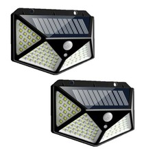 2 x 100LED Solar Power PIR Motion Sensor Wall Lights Outdoor Garden Fence Lamp