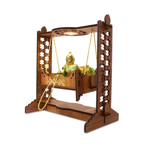 Beautiful wooden krishna palna - wooden,