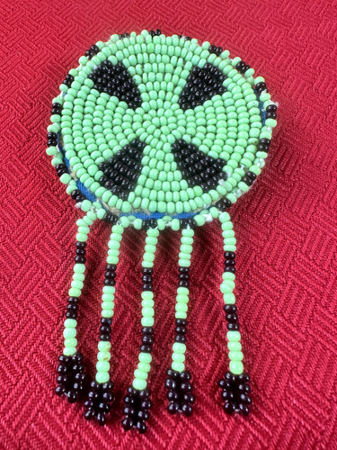 Handmade beaded pin black - beaded,