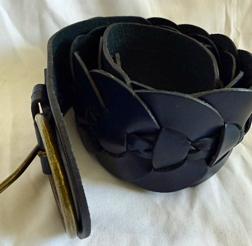 Women wide navy leather - wide,