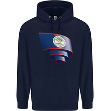 Curled Belize Flag Belizean Day Football Mens 80% Cotton Hoodie