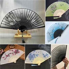 1pc Folding Fan Chinese Style Bamboo Fan Hand Held Silk  Wedding Party Fans