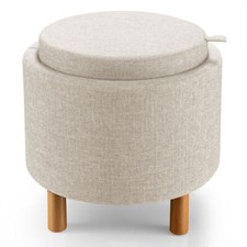 Round Storage Ottoman w/ Tray