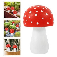 Wooden Mushroom Sculpture Wood Mushroom Statue Shelf Decor Garden Ornament