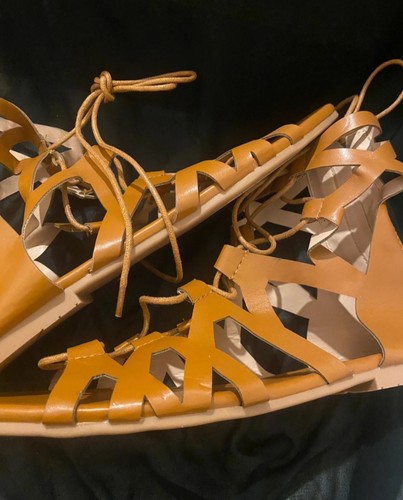 Tan leather gladiator sandals - leather,