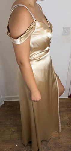 Azazie size gold - gold, satin