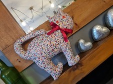 Handmade Funky Cat Cushion Shelf Decoration Made With Shabby Chic Fabric....