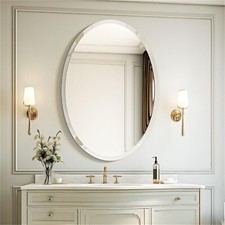 LUVODI High Definition Frameless Oval Wall Mirror for Bathroom/Vanity Bevel Edge