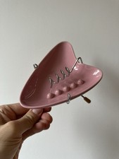 Vintage 60s 70s Ashtray Trinket Tray Pink With Metal Coil Rare