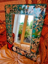 Sea Shell Mirror, set in Acrylic Resin, Beautiful Translucent Aqua Blue colour