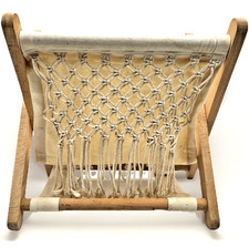Vtg boho macrame wood - vtg,